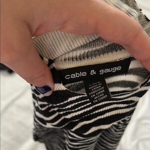 Cable & Gauge Black and White Striped Top